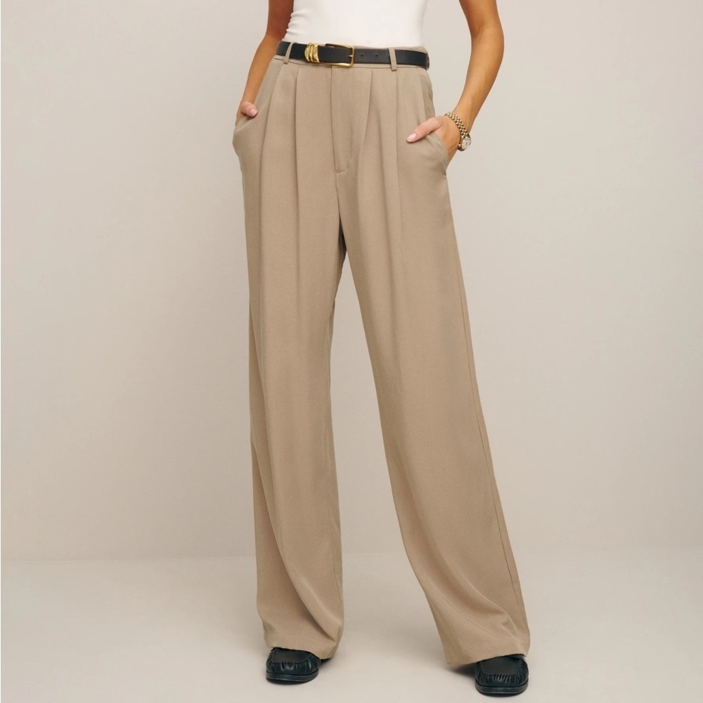 Reformation Tan Wide-Leg Pants